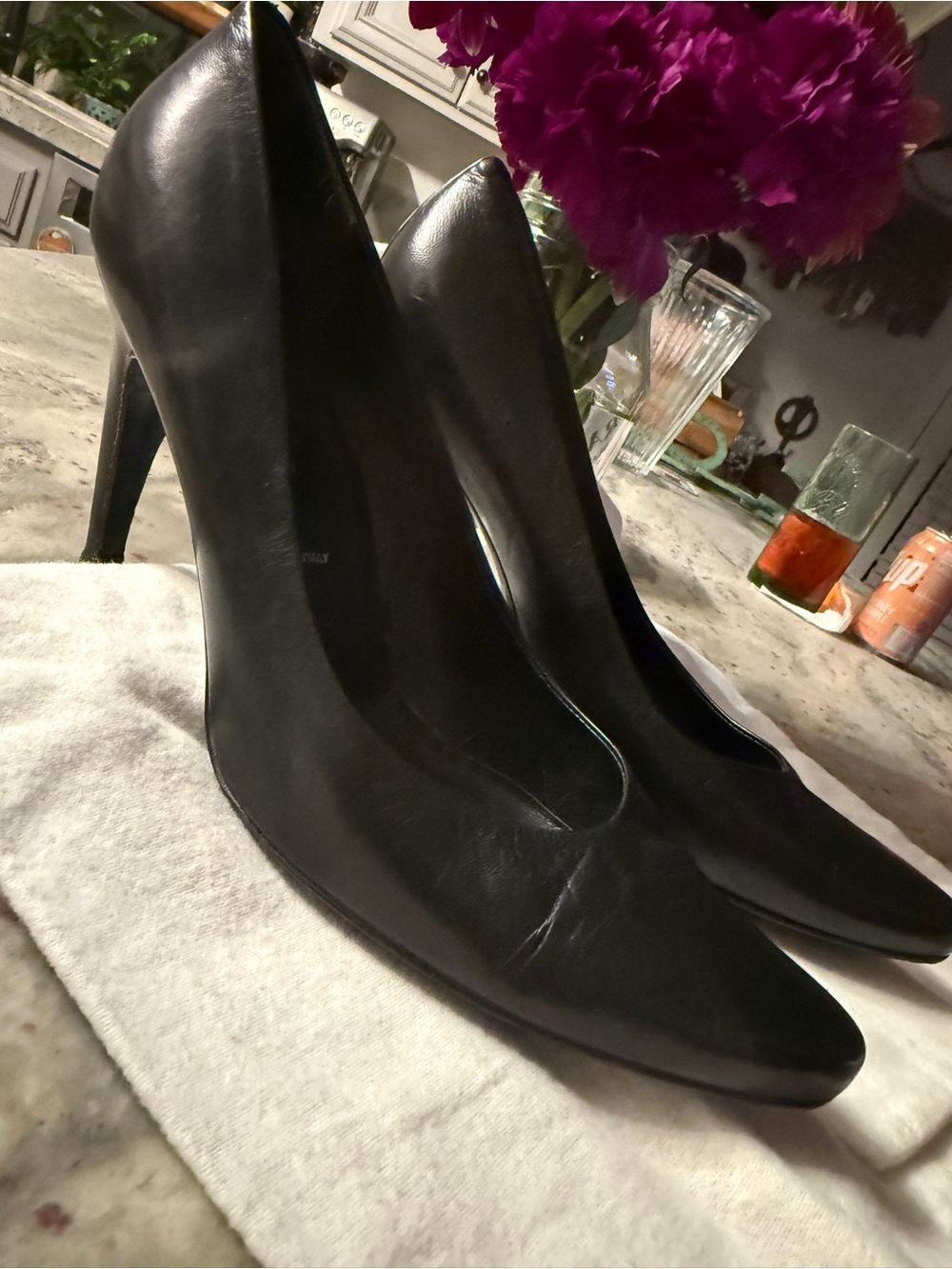 Prada Black Leather Pointed-Toe Stiletto Pumps - Picture 3 of 7